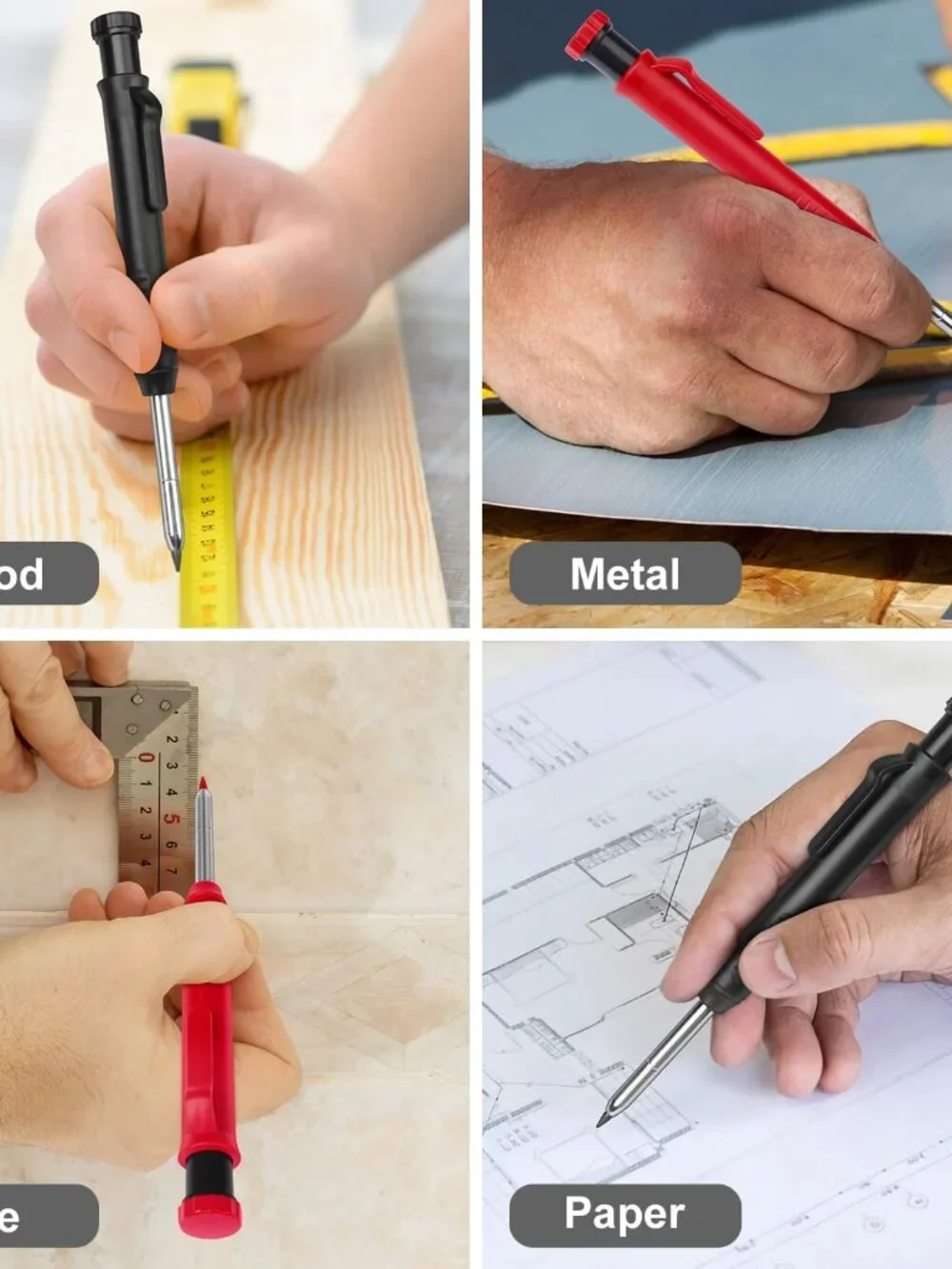 2 Pack Carpenter Pencils Mechanical Pencils with 12 Refills, Construction Pencil